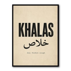 Khalas Arabic Script Text Wall Art