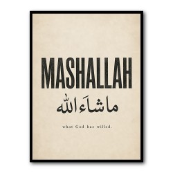 Mashallah Arabic English Calligraphy Wall Art