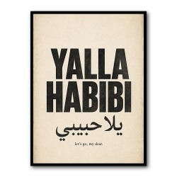 Yalla Habibi Arabic Quote Vintage Art Print