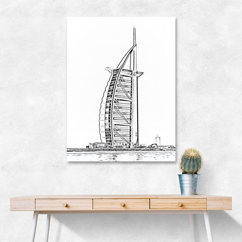 Burj Al Arab Pencil Drawing