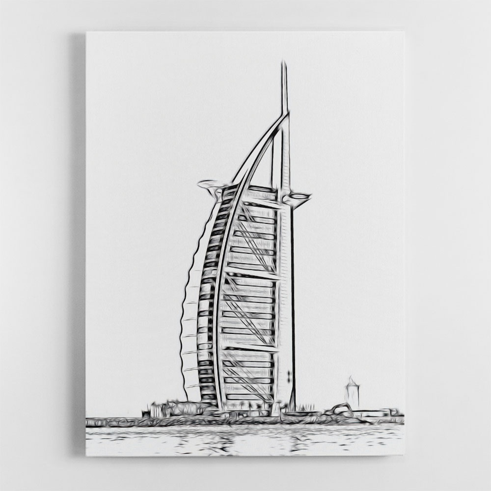 Burj Al Arab Pencil Drawing