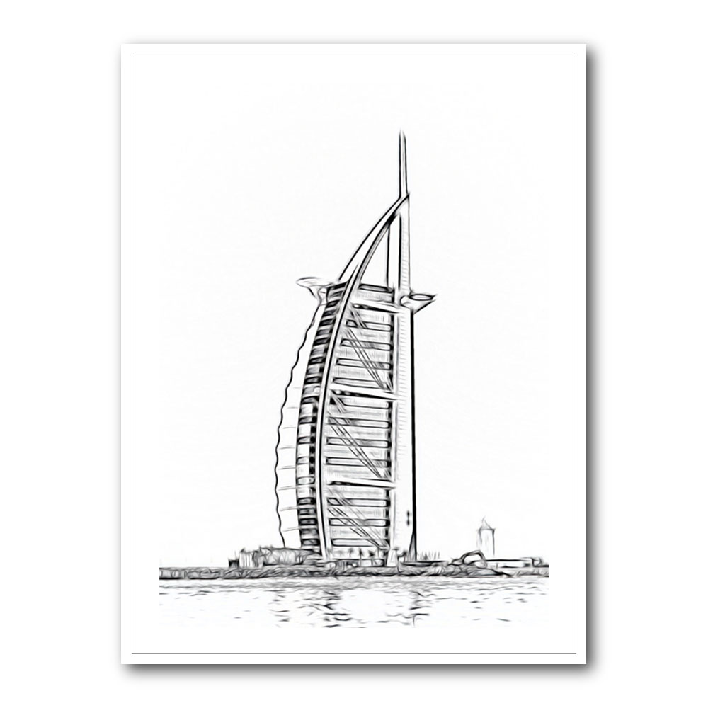 Burj Al Arab Pencil Drawing