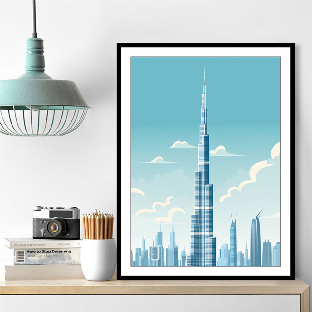 Burj Khalifa Colour Pencil Sketch Artwork