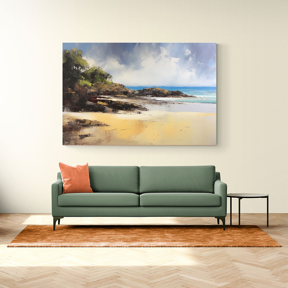 Beach Landscape In Acrylic Style