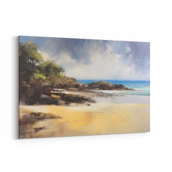 Beach Landscape In Acrylic Style