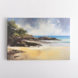 Beach Landscape In Acrylic Style