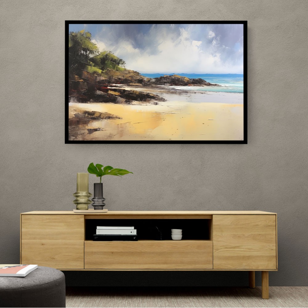 Beach Landscape In Acrylic Style
