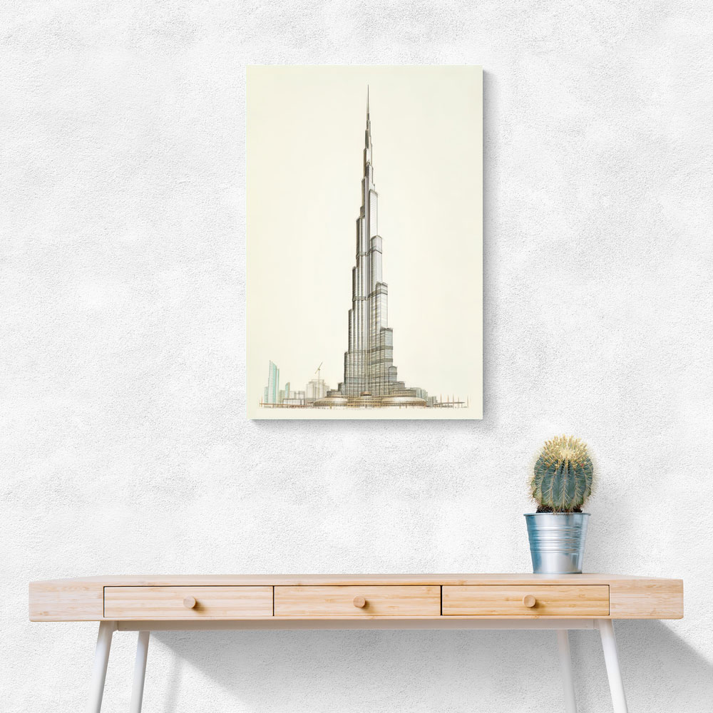 Burj Khalifa Pencil Sketch Artwork