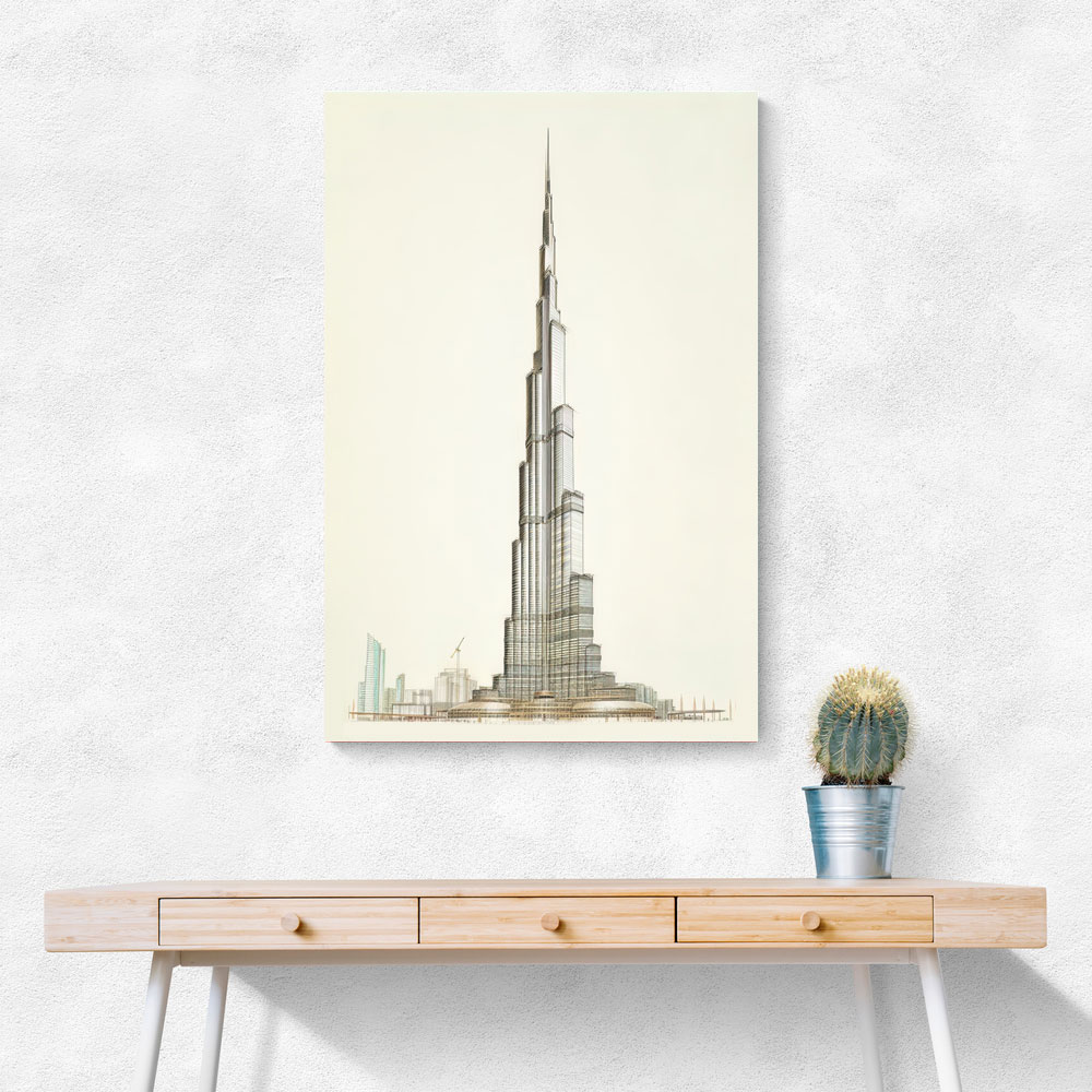 Burj Khalifa Pencil Sketch Artwork