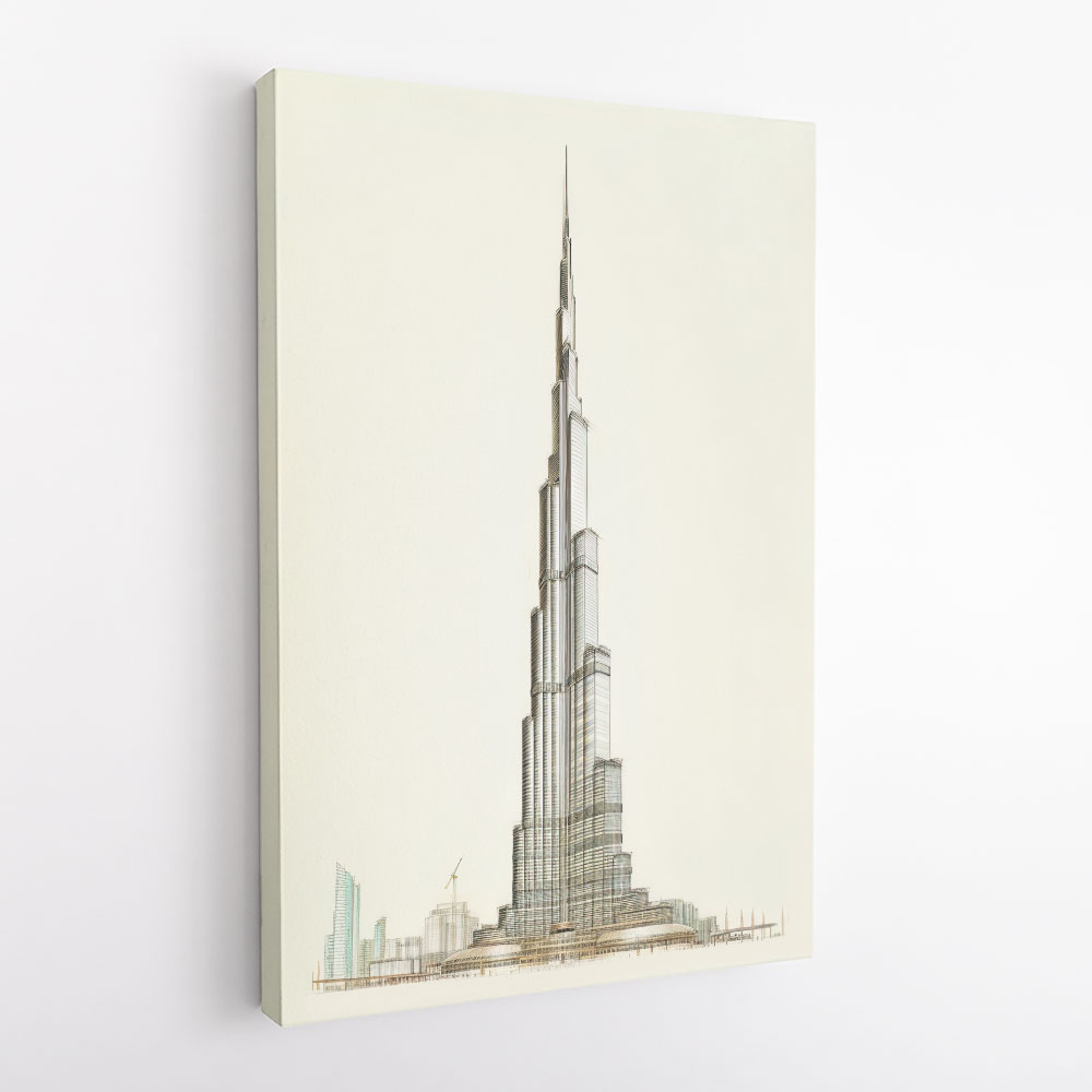 Burj Khalifa Pencil Sketch Artwork