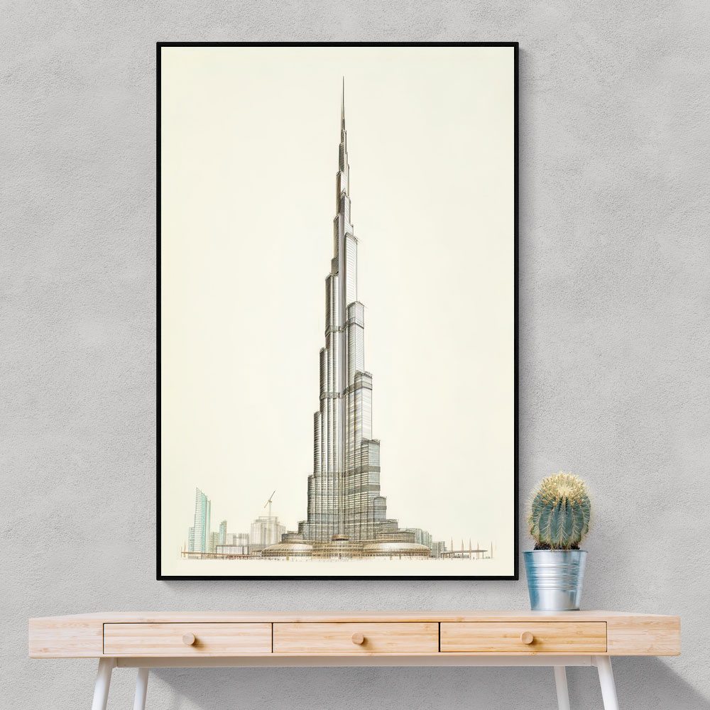 Burj Khalifa Pencil Sketch Artwork