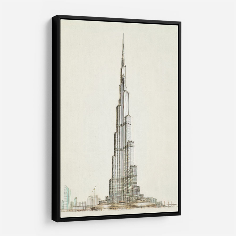 Burj Khalifa Pencil Sketch Artwork