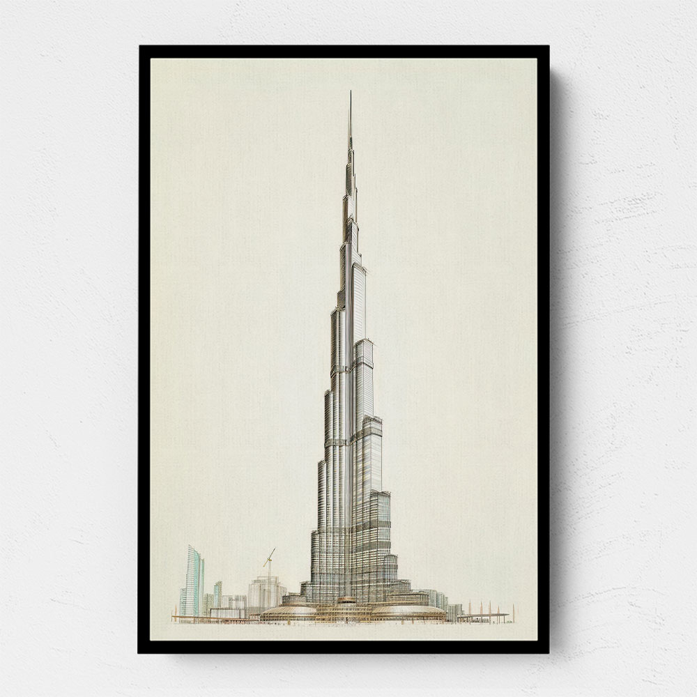 Burj Khalifa Pencil Sketch Artwork