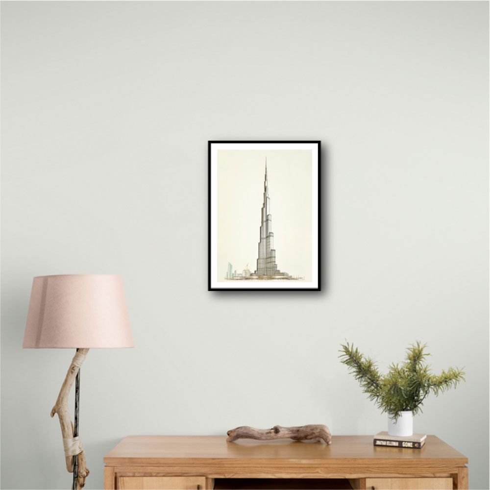 Burj Khalifa Pencil Sketch Artwork