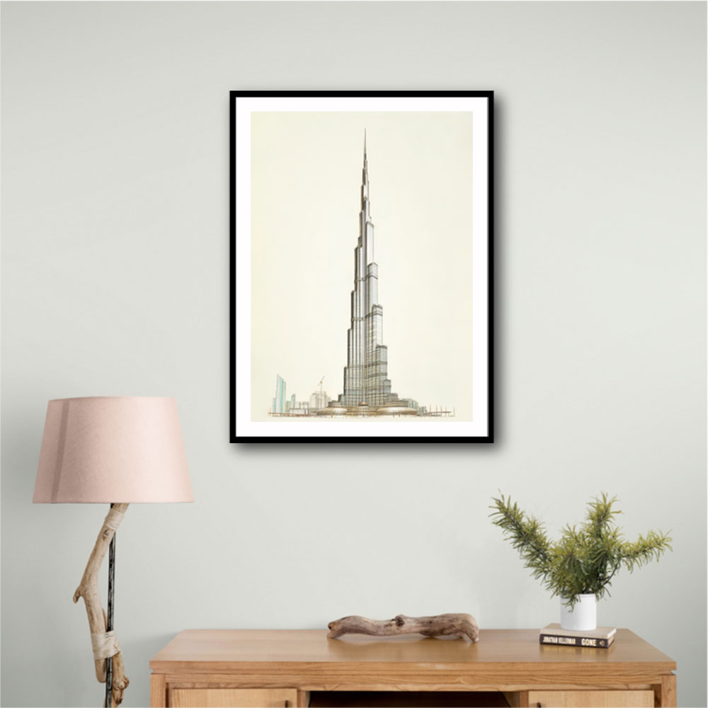 Burj Khalifa Pencil Sketch Artwork