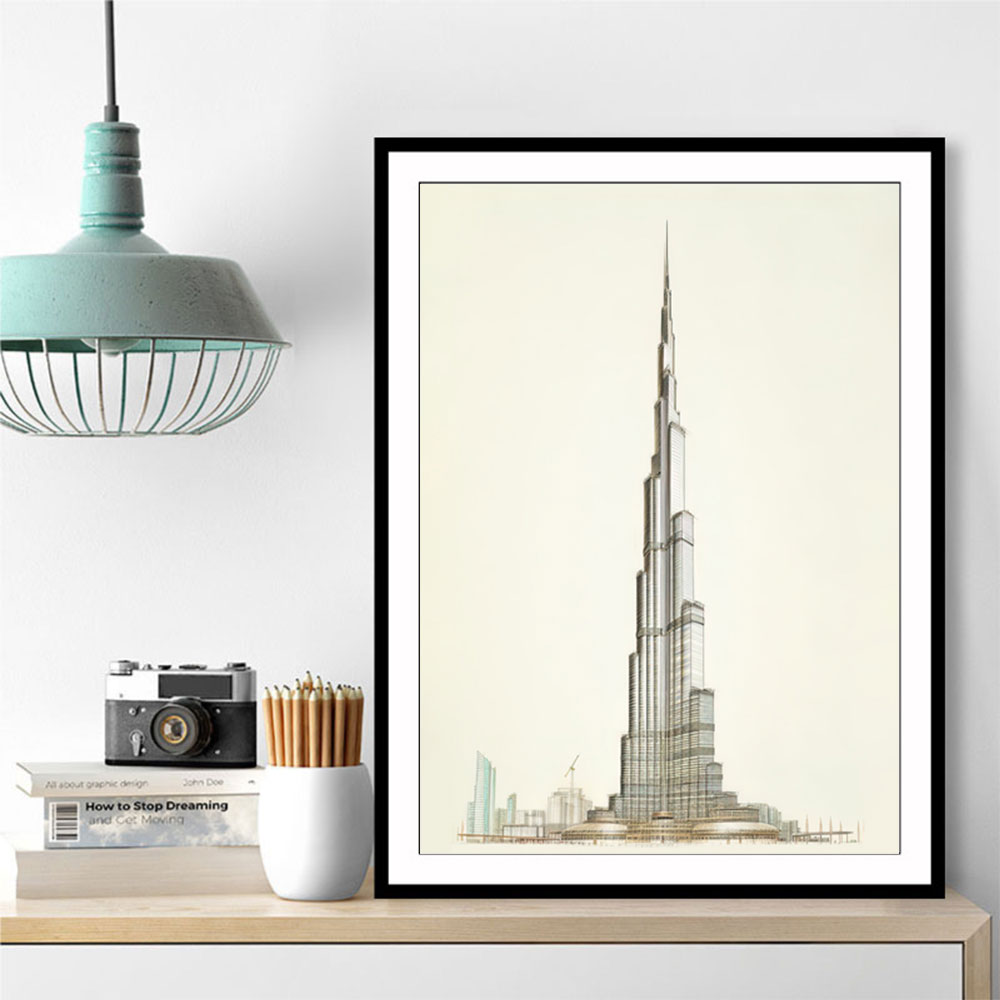 Burj Khalifa Pencil Sketch Artwork