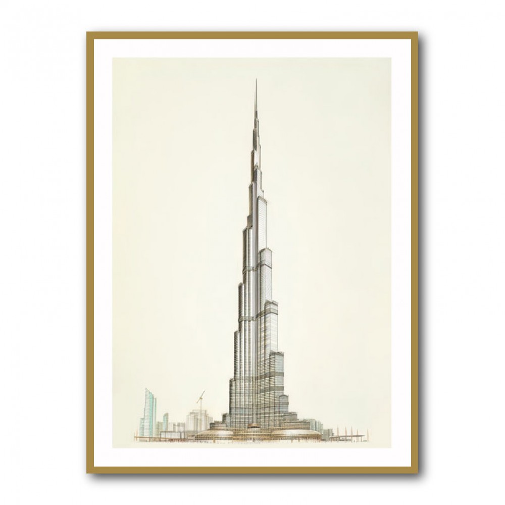 Burj Khalifa Pencil Sketch Artwork