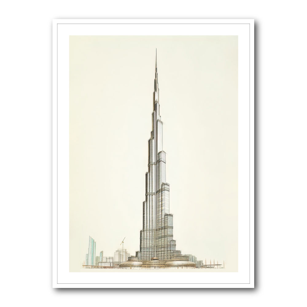 Burj Khalifa Pencil Sketch Artwork