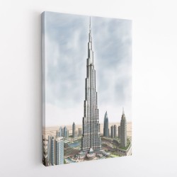 Burj Khalifa Colour Pencil Sketch Artwork