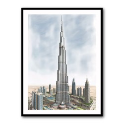 Burj Khalifa Colour Pencil Sketch Artwork