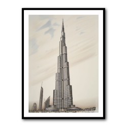 Burj Khalifa Pencil Sketch Artwork