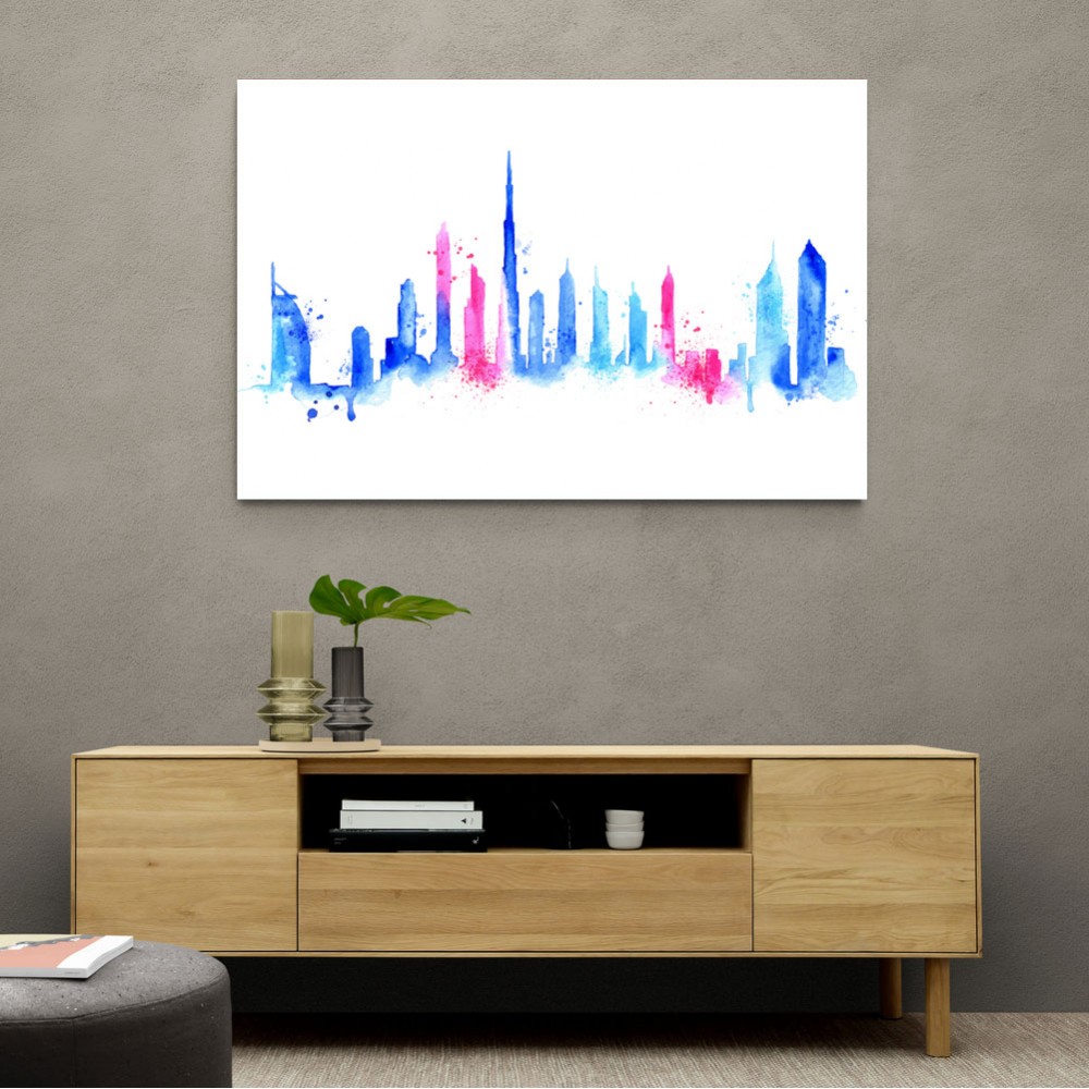 Dubai Skyline Water Colour