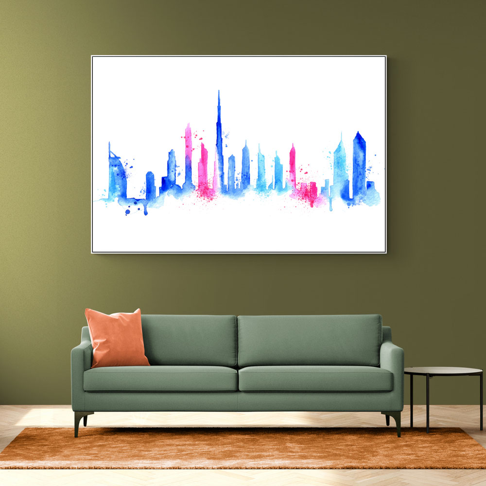 Dubai Skyline Water Colour