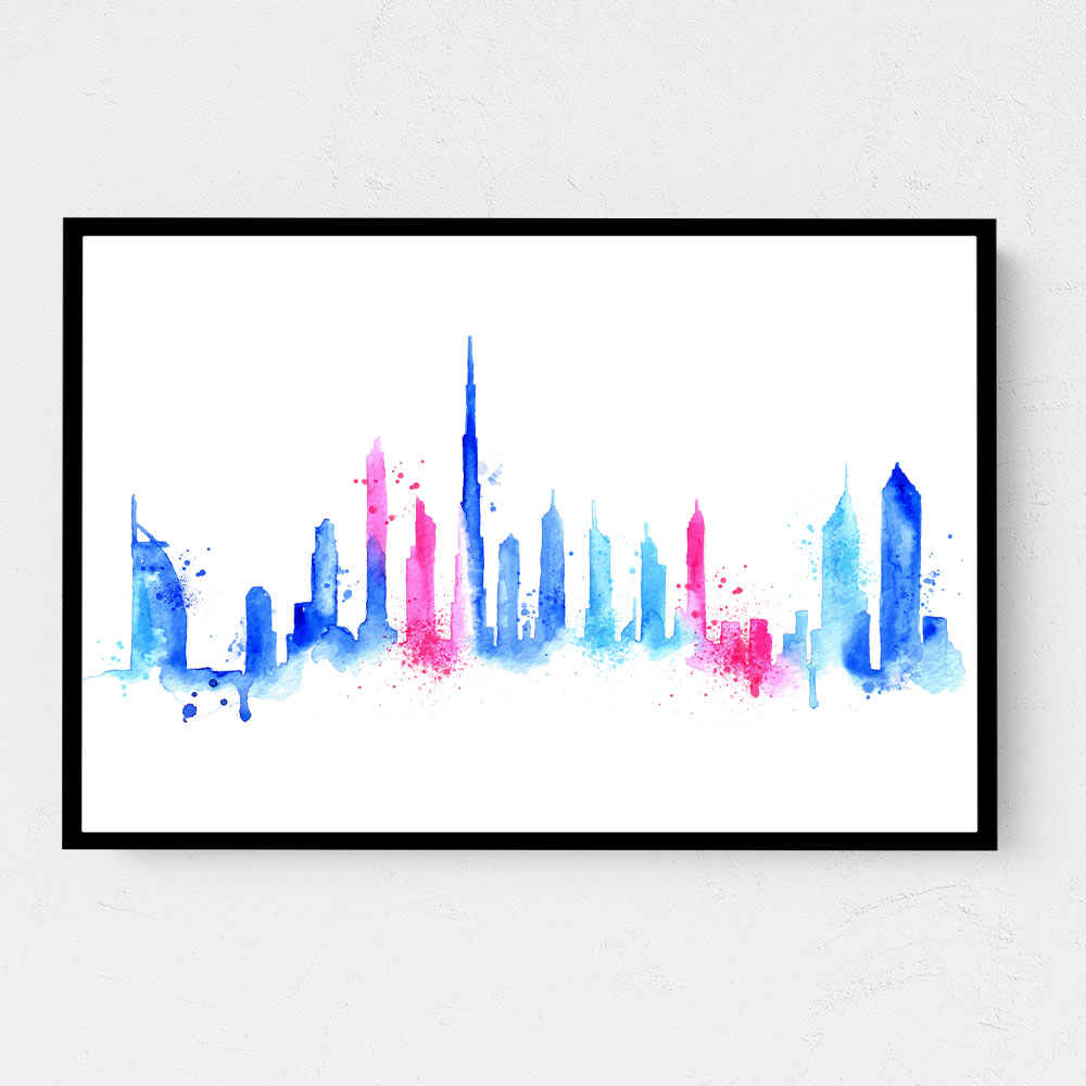 Dubai Skyline Water Colour