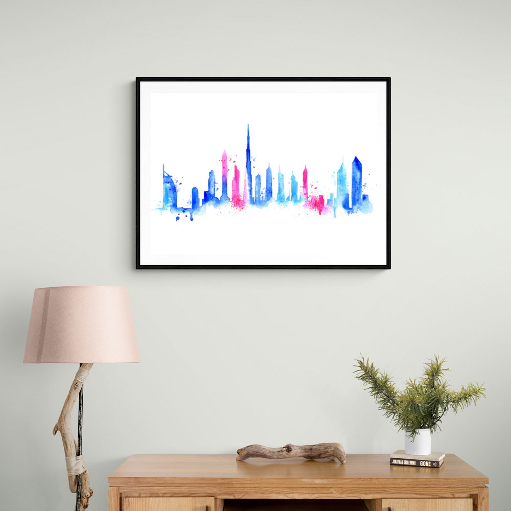 Dubai Skyline Water Colour