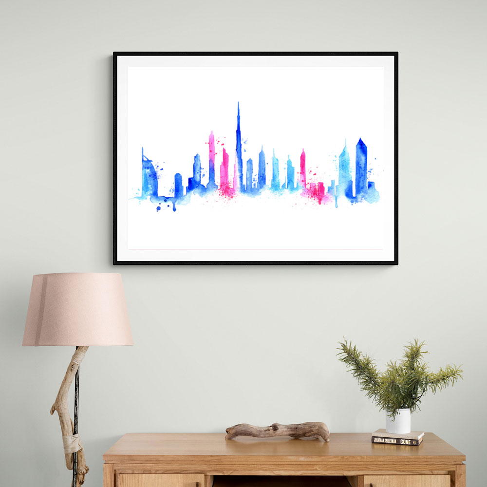 Dubai Skyline Water Colour