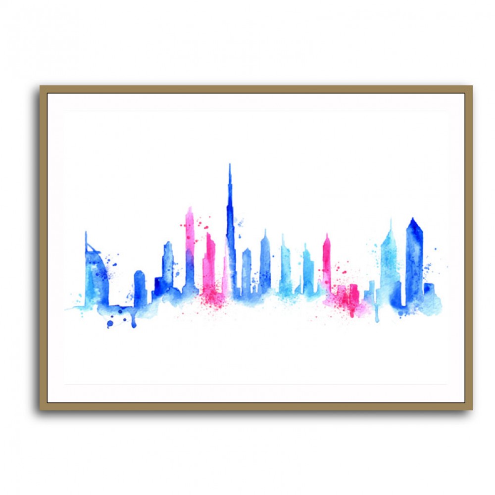 Dubai Skyline Water Colour