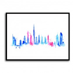 Dubai Skyline Water Colour