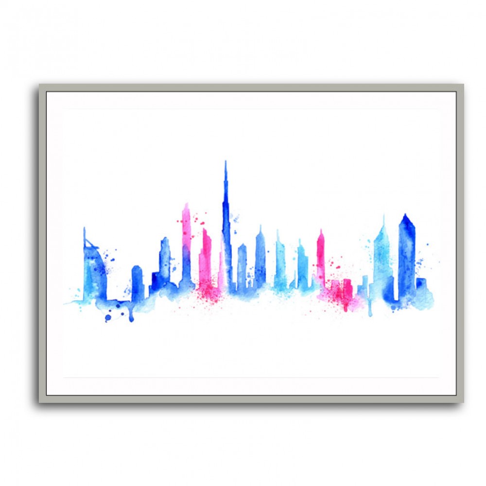 Dubai Skyline Water Colour