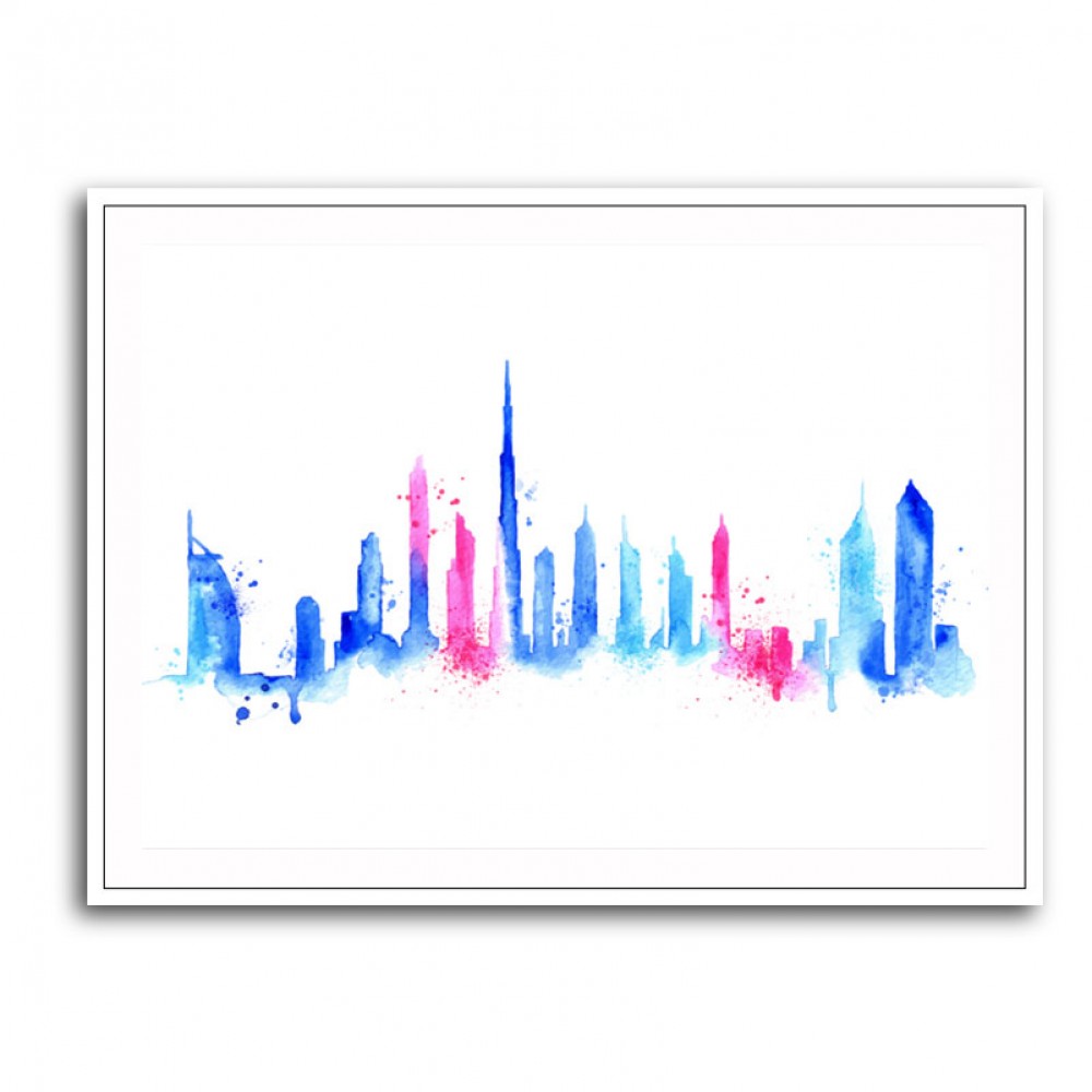 Dubai Skyline Water Colour