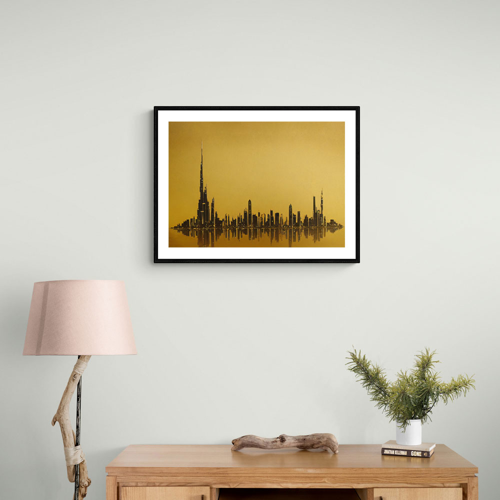 Dubai Skyline Golden Abstract