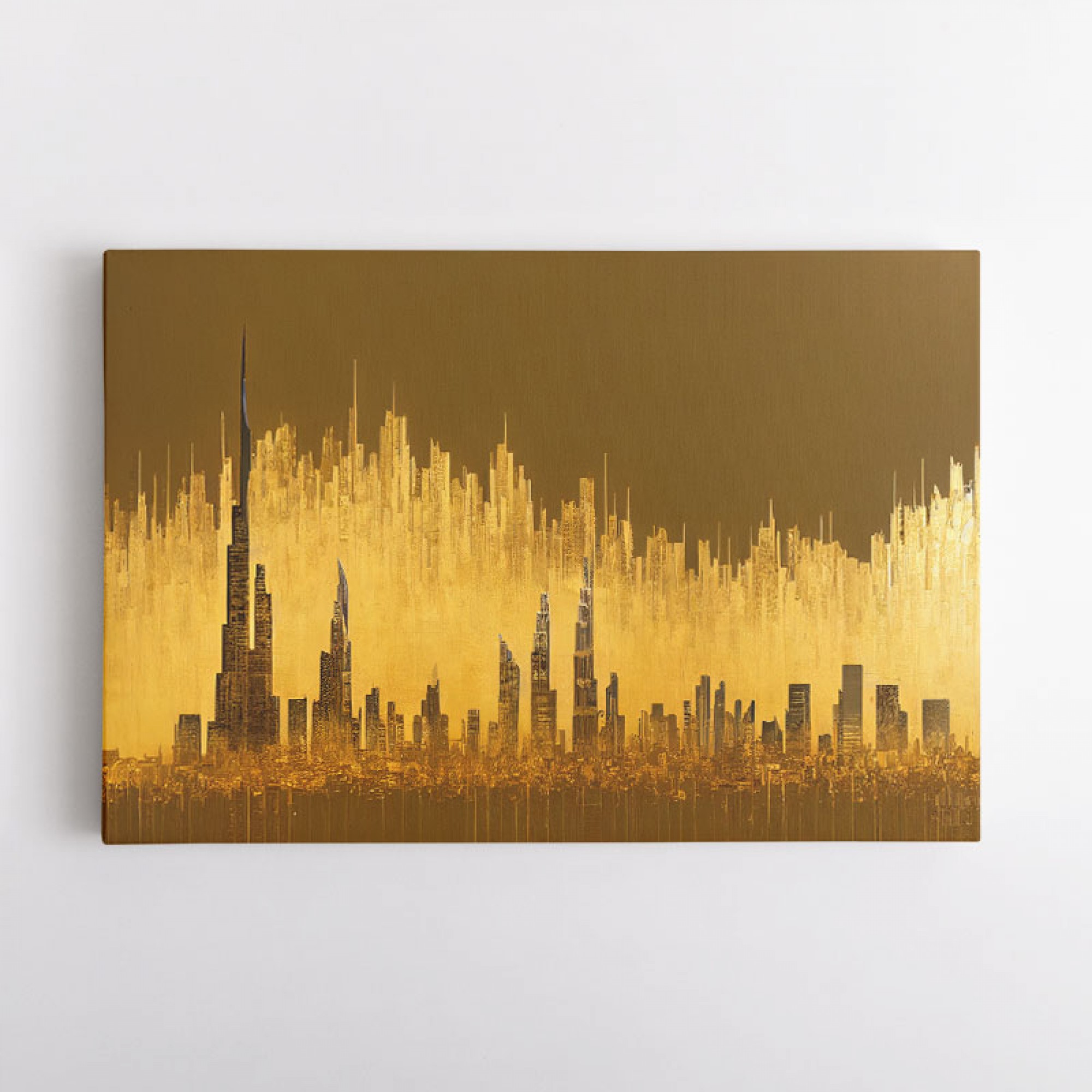 Dubai Skyline Golden Abstract II Wall Art