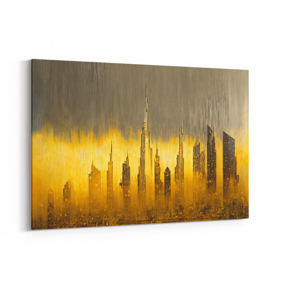 Dubai Skyline Golden Rain Abstract