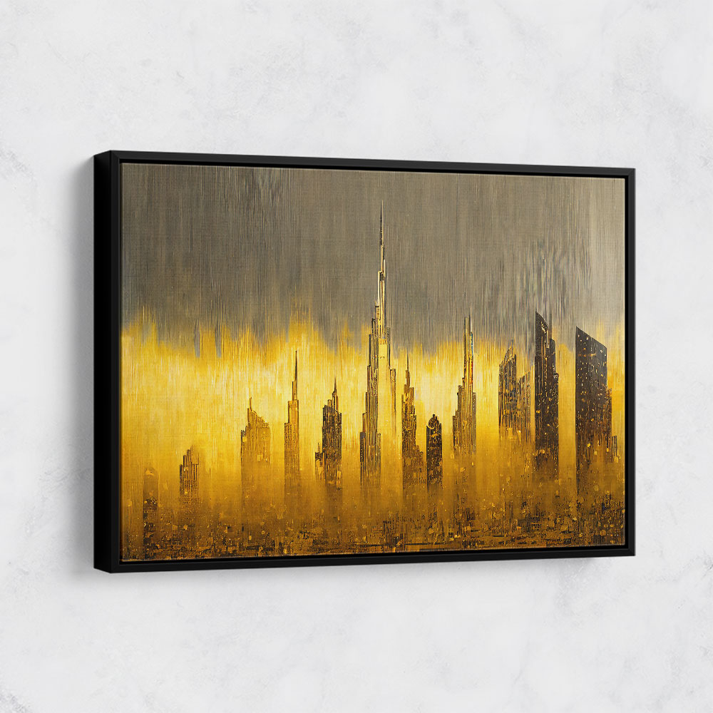 Dubai Skyline Golden Rain Abstract