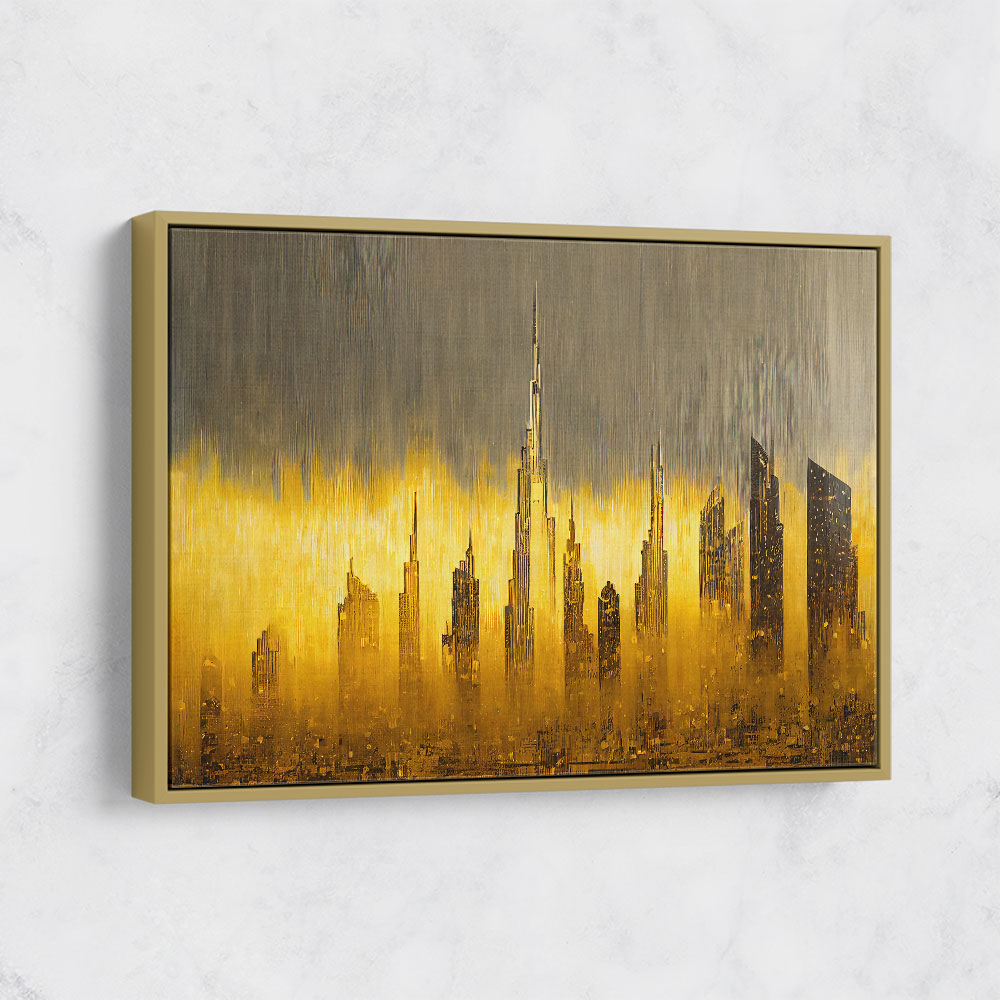 Dubai Skyline Golden Rain Abstract