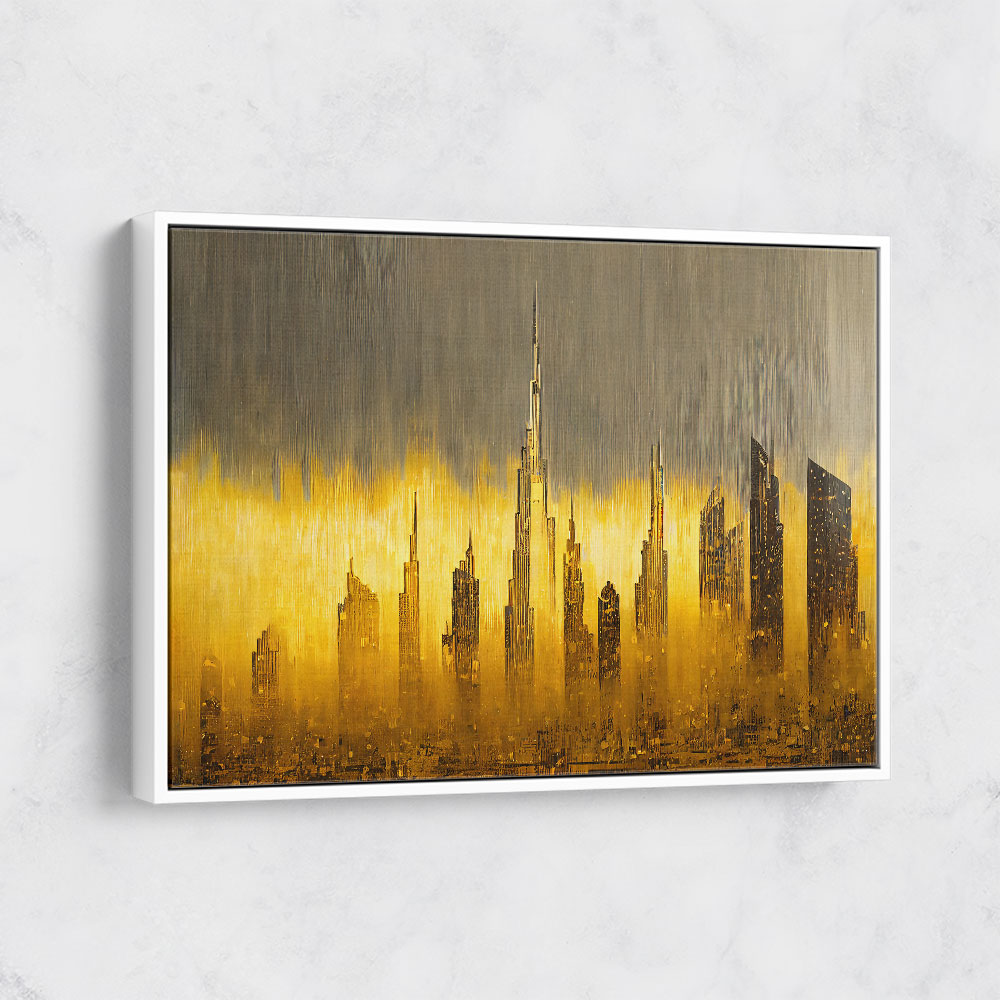 Dubai Skyline Golden Rain Abstract