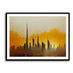 Dubai Skyline Golden Splatter Abstract