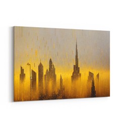 Dubai Skyline Gold Rain Abstract