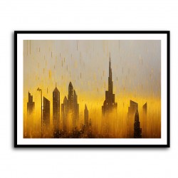 Dubai Skyline Gold Rain Abstract