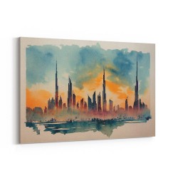 Dubai Skyline Watercolor Abstract