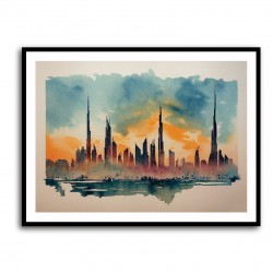 Dubai Skyline Watercolor Abstract