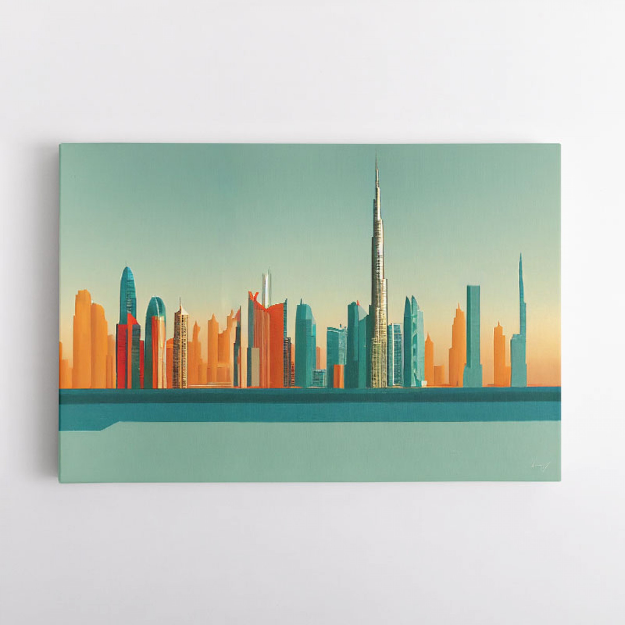 Dubai Skyline Hockney Style Wall Art