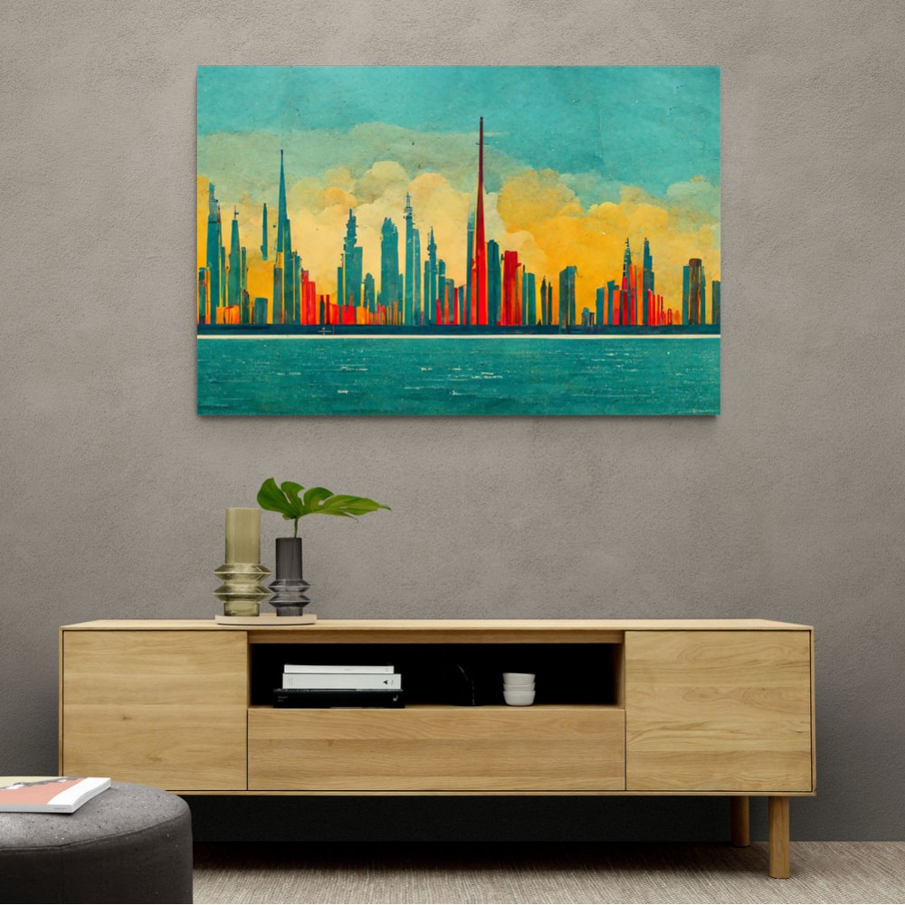 City Skyline in a Hockney Style