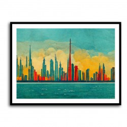 City Skyline in a Hockney Style