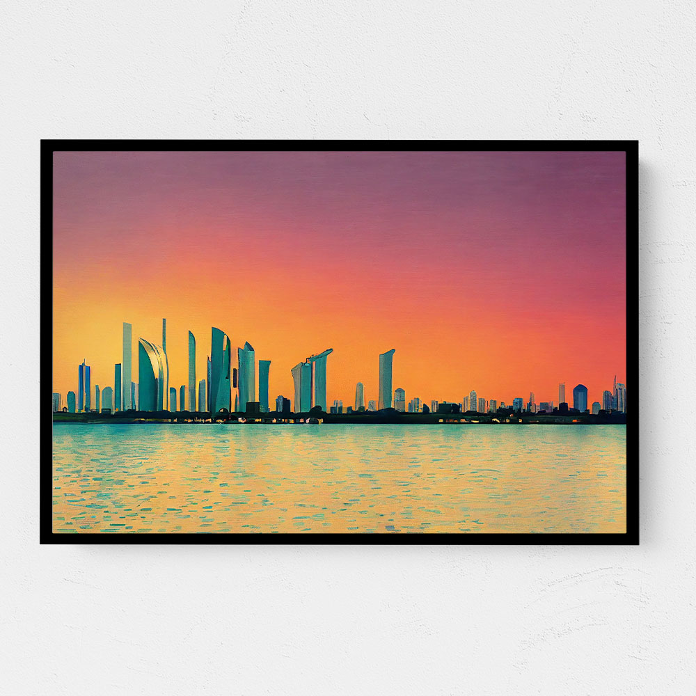 Abu Dhabi Skyline in a Hockney Style