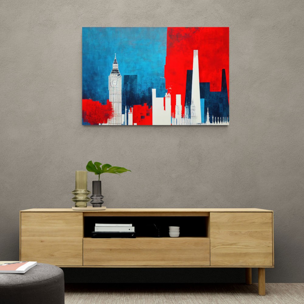 London Red & Blue Skyline Abstract London Red & Blue Skyline Abstract